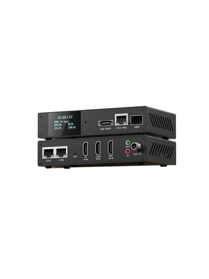 4K Hardware Video Encoder with POE & Fiber Ports – Professional H.265/H.264 Encoding, Ultra-Low Latency for Live Streaming & IP Surveillance Systems